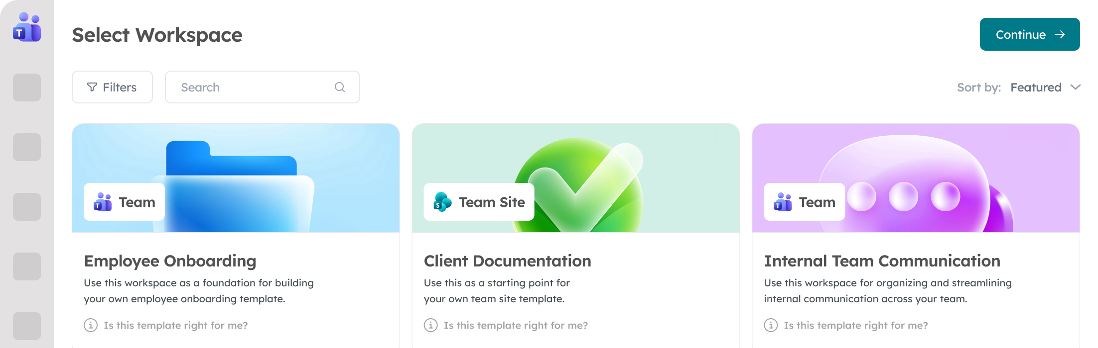 Orchestry workspace template picker with Employee Onboarding and Client Documentation templates